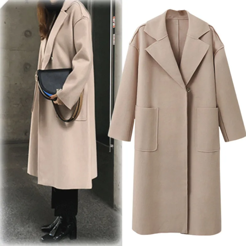 Женское шерстяное пальто повседневное Элегантное Длинное Пальто из кашемира в