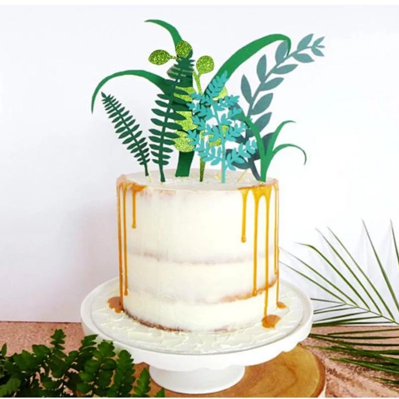 Натуральные зеленые растения топперы для тортов лазерная фотография вечеринка в