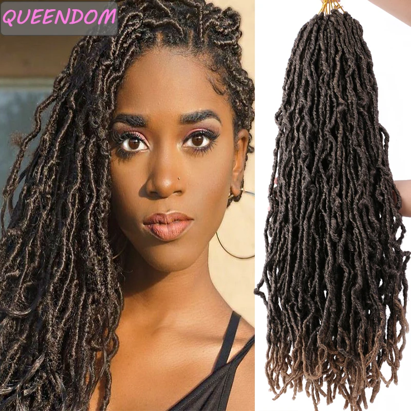 

Goddess Faux Locs Curly Crochet Hair Ombre Synthetic Dreadlock Braiding Hair Extension 24 Inch Soft Dread Nu Locs Crochet Braids