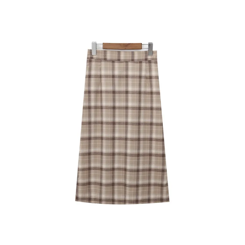 Юбка Хлопковая женская длинная в клетку с эластичной талией корейском и японском