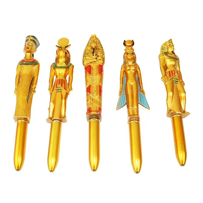 

5pcs Creative Ball-Point Pen Egyptian Character Pharaoh Shaped Craft Ball-Point Pen Promotional Activity Gift (Random Pattern)