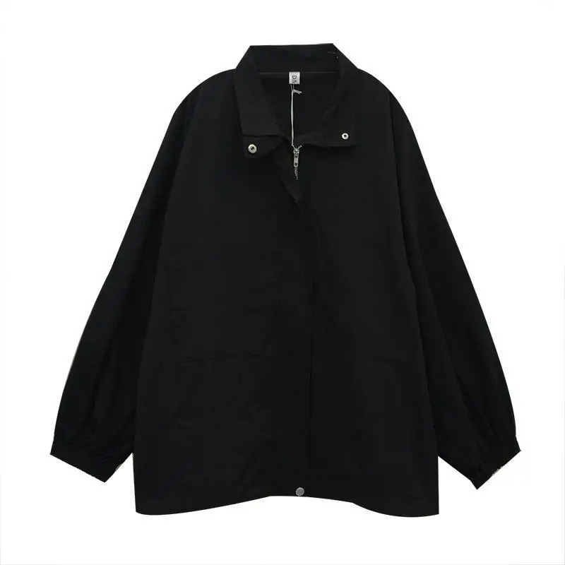

Basic Jackets Women Solid Drawstring Oversize Coats Bomber Jacket Womens Korean Style Harajuku Hip-hop Retro Chic Simple Outwear