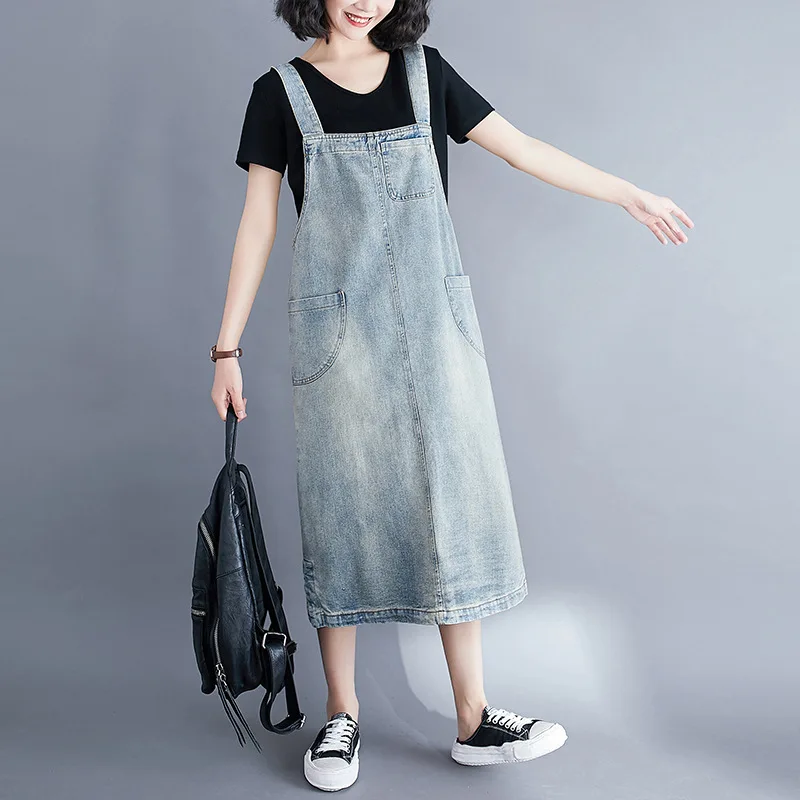 Johnature/летние корейские однотонные Лоскутные Джинсовые платья на подтяжках с