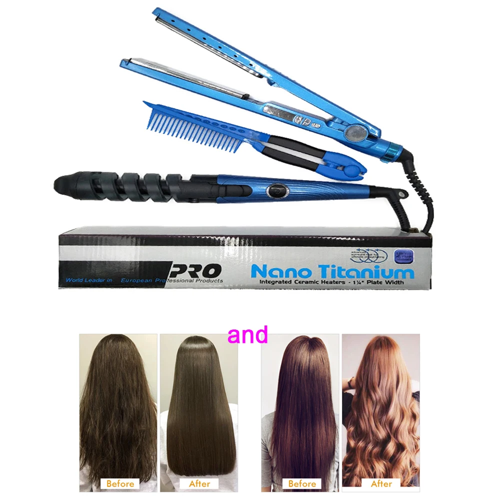 3 в 1 выпрямитель для волос керамический Плойка 450F 1/4 пластина нанотитановые утюги