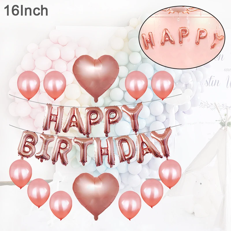 

Новинка, 1 комплект, 16-дюймовый шар из алюминиевой фольги цвета розового золота с надписью на день рождения, украшение для дня рождения