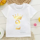 Футболка детская одежда для дня рождения от 1 до 7 лет милые летние топы для детей, футболки для мальчиков и девочек