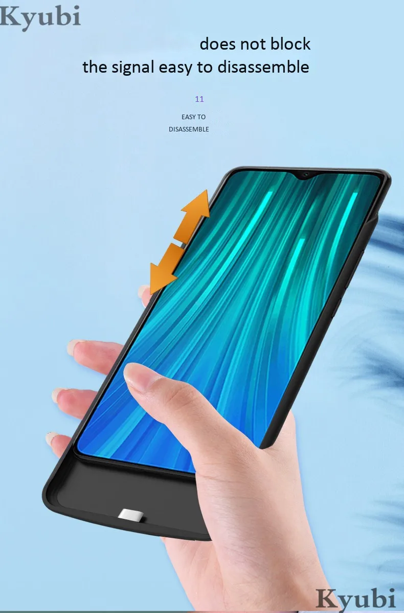 6500 мАч Внешний аккумулятор зарядное устройство чехол для Xiaomi Redmi Note 8 pro портативная беспроводная зарядка для Xiaomi Redmi Note 8 pro 2 в 1