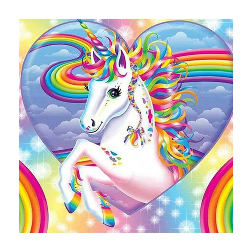 Радуга Единорог Алмазная картина животное мультфильм детей круглый полный дрель