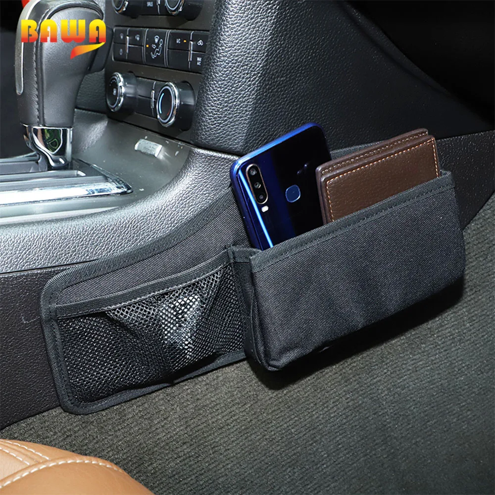 

BAWA Stowing Tidying Car Gear Shift Side Storage Bag Organizer Tray Removable Accessories For Ford Mustang 2010-2014