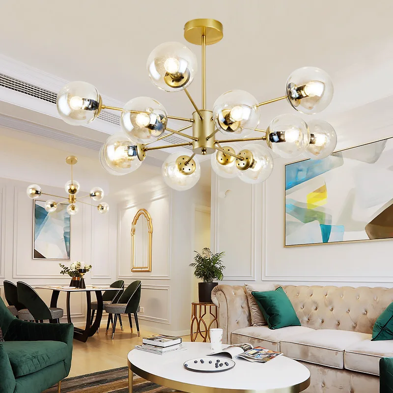Современный стеклянный шар светодиодные люстры освещение креативная лампа для