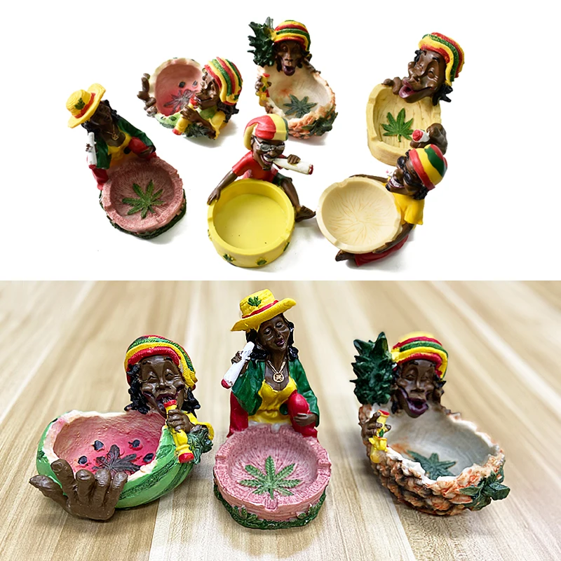 Unique Handmade Cool Fancy Funny Novelty Smoking Weed Herb Rasta Resin Bob Marley Jamaican Cigarette Ashtray