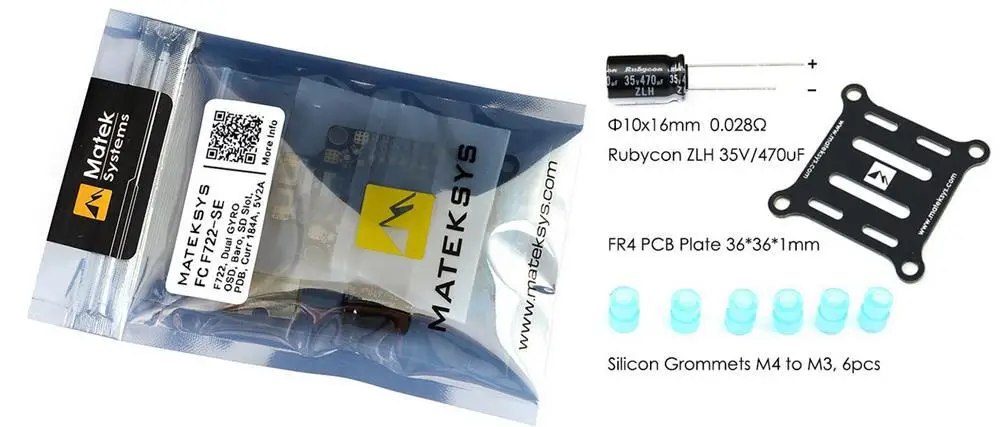 Система Matek F722-SE F7 Dual Gryo Flight Controller w/ OSD BEC Датчик тока черный корпус для