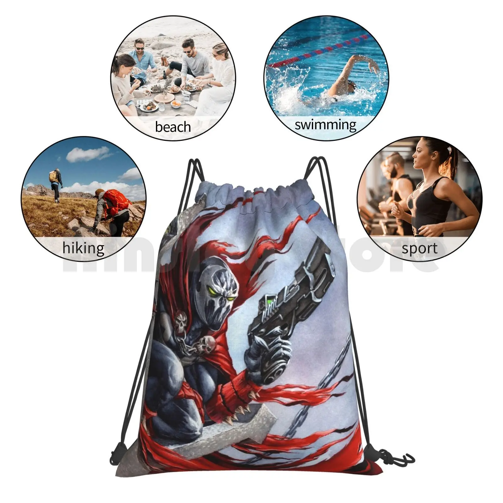 

On The Cross-Fan Art Backpack Drawstring Bags Gym Bag Waterproof Fanart Watercolor Gouache Painiting Superhero Hell