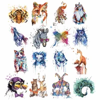colorful animal patch iron on transfer owl butterfly tiger cat patches for clothing diy t shirt applique heat transfer vinyl h