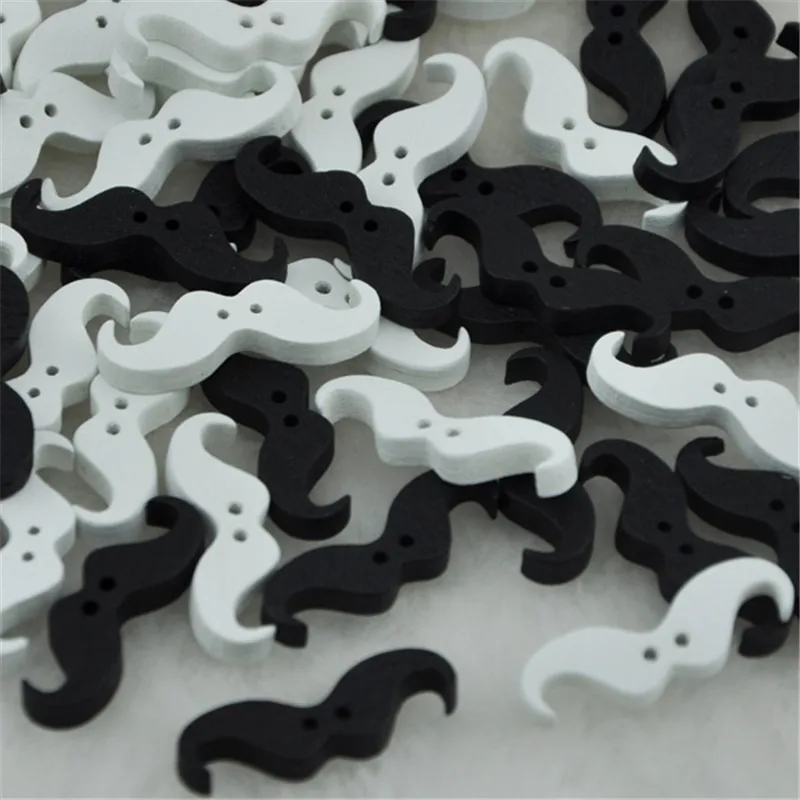 100 шт. черно белые милые усы для шитья деревянные пуговицы разные партии