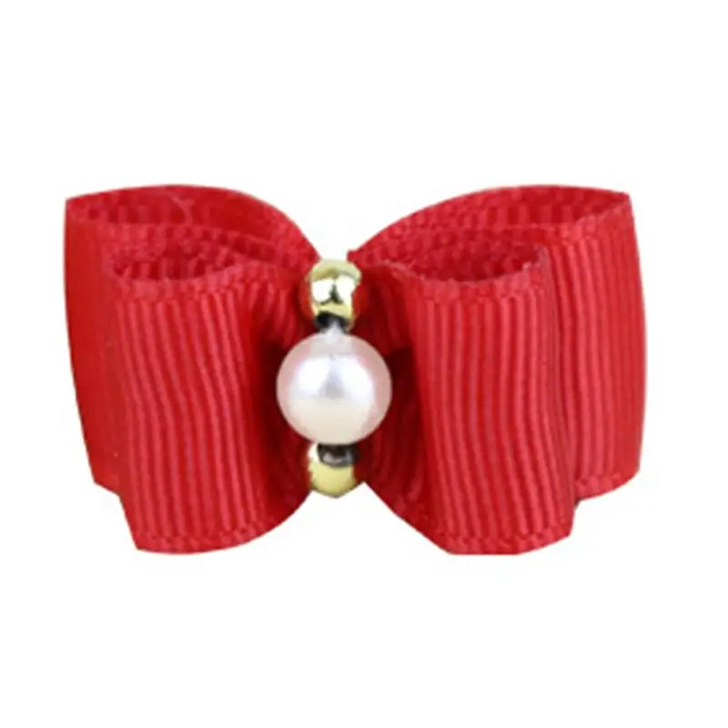 

Handmade Pet Grooming Accessories Cute Bow Tie For Small Dogs Products Rhinestone Cat Hair Bows With Rubber Bands