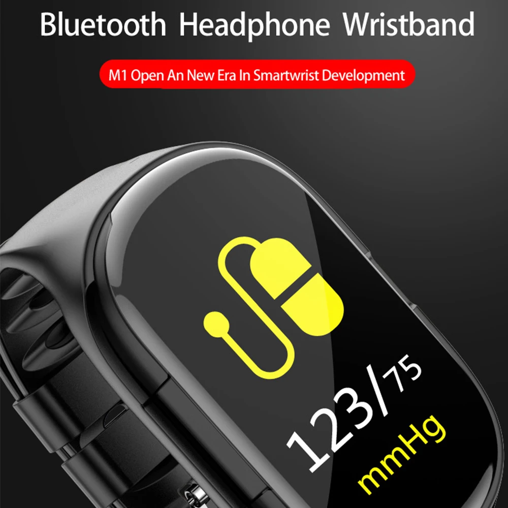 Новые умные часы M1 с bluetooth-наушником, пульсометр, Bluetooth, смарт-браслет, фитнес-трекер, браслет PK Xiomi