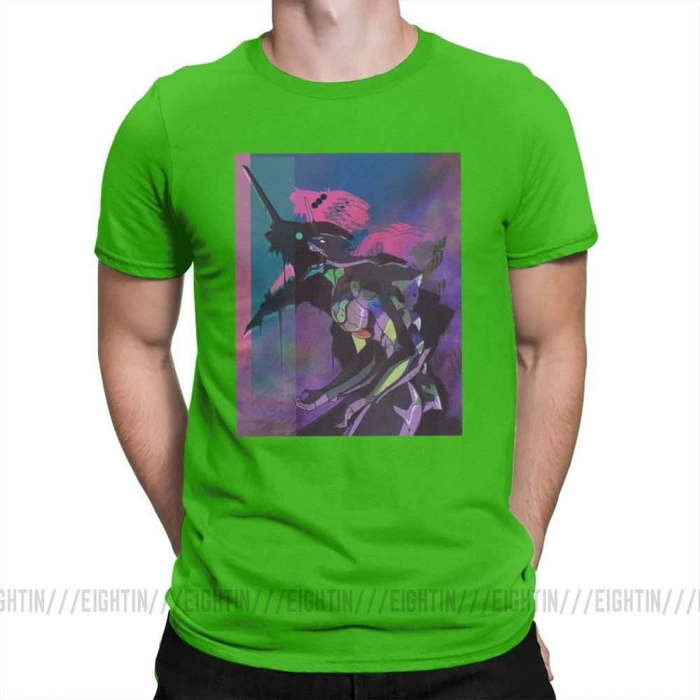 Evangelion Vapor единица 01 Повседневная футболка мужская одежда с короткими рукавами белая футболка из хлопка с круглым вырезом - Цвет: Зеленый