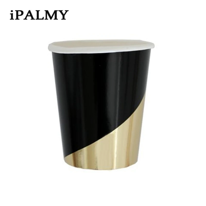 Ipalmay черные и золотые шестигранные бумажные тарелки одноразовые чашки
