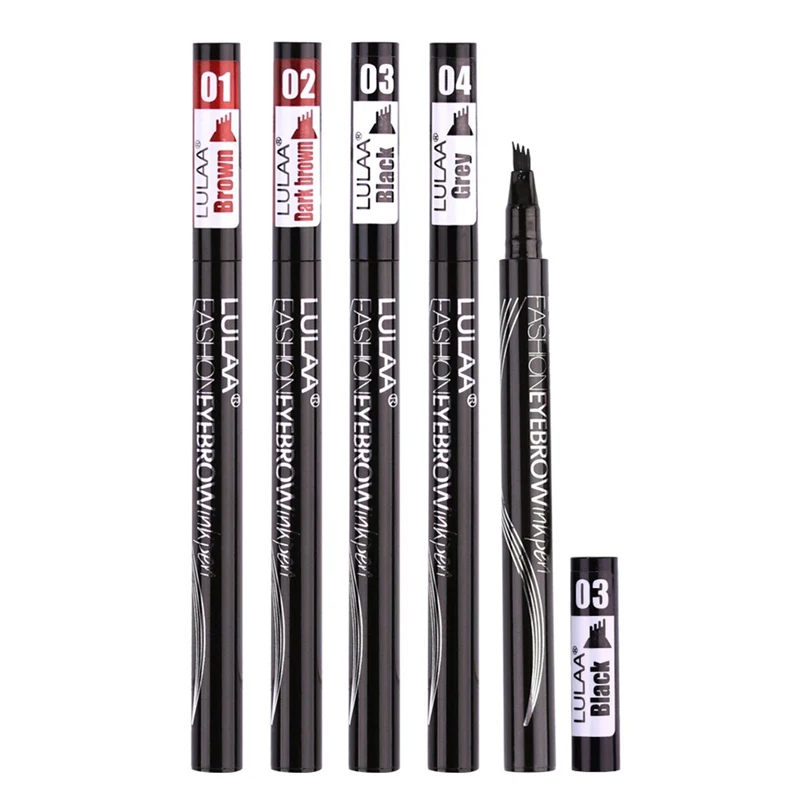 

Waterproof Natural Eyebrow Pen Four-claw Eye Brow Tint Makeup Four Colors Eyebrow Pencil Black Grey Brush Cosmetics