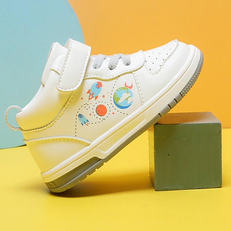 

12.5-16cm Baby Girls Boys Sneakers,Pu Leather White Toddler Autumn Sports Shoes For 0-3Years Kids,Infant Ankle Sneakers Walkers