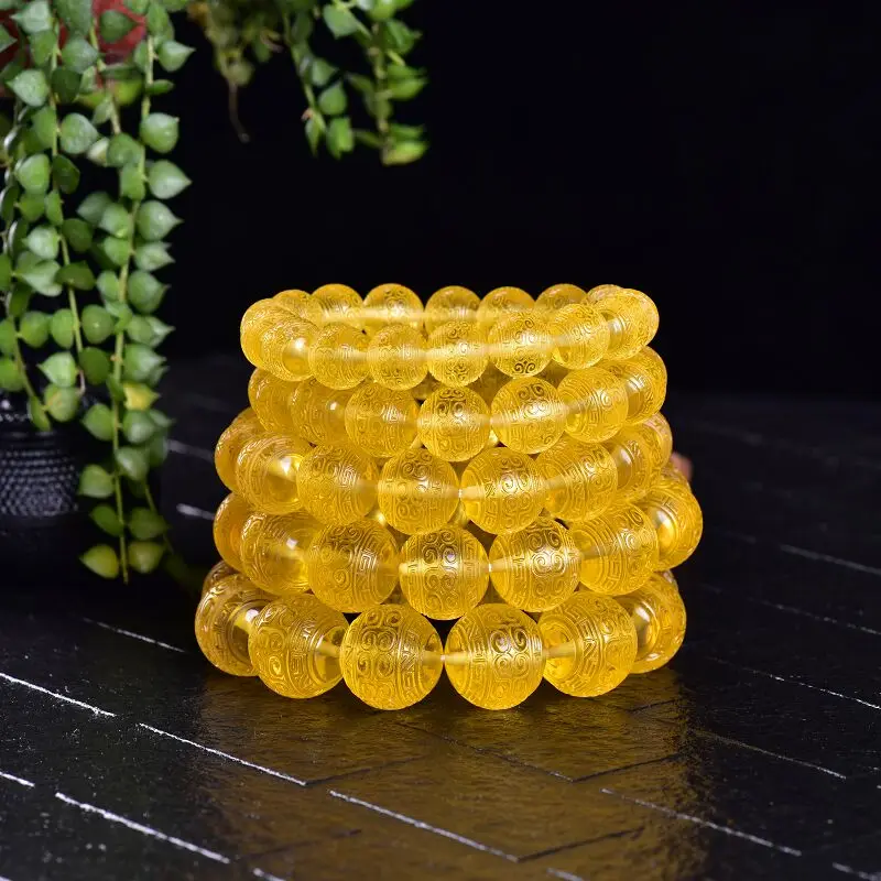 Янтарный медовый воск одно кольцо резной браслет натуральный фиолетовый задняя