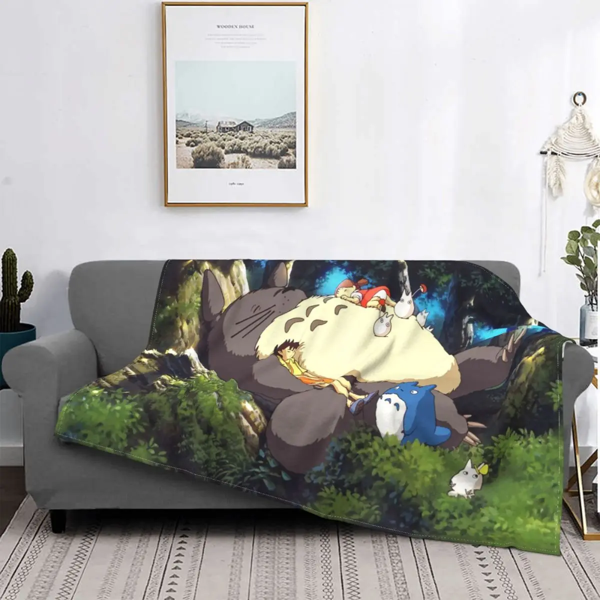 

My Neighbor Totoro Blankets Fleece Decoration Japanese Anime Satsuki Mei Warm Throw Blanket for Home Couch Bedspread
