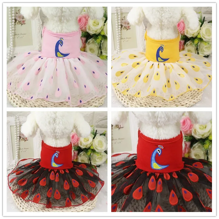 

New dog dress skirt cat Dress Vest striped mesh princess skirt spring and summer group Teddy dog middle dog