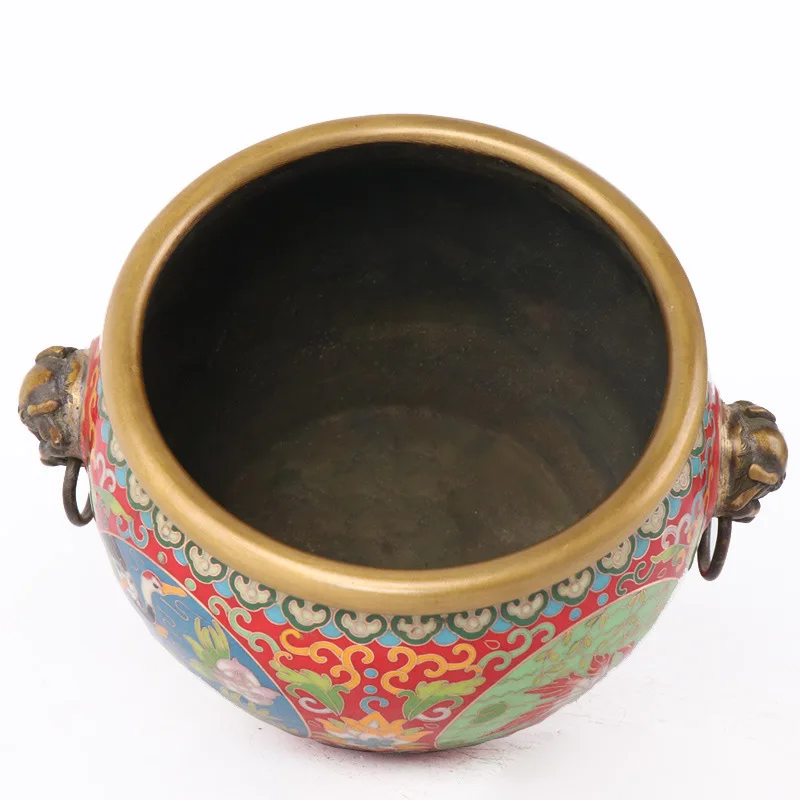 

MOZART Cloisonne Pure Copper Incense Burner The Imperial Palace Cylinder Handmade Antiques Home Furnishings