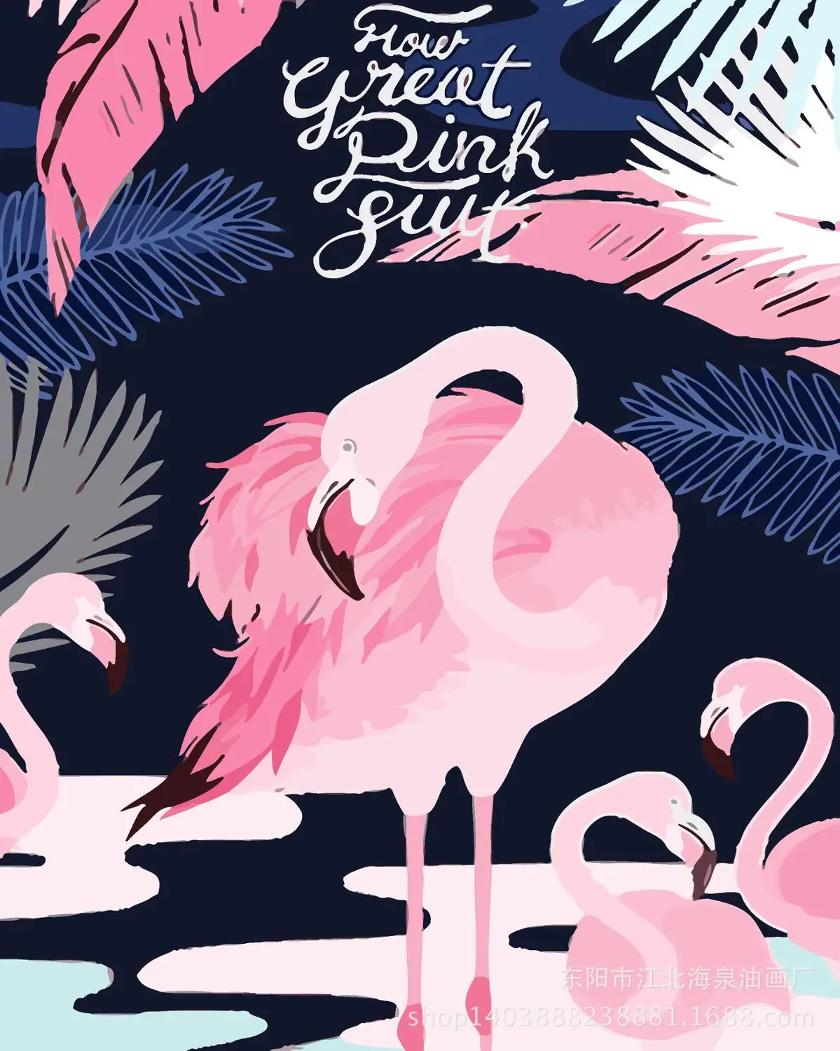 DIY живопись по номерам изображение животных фламинго расписанные вручную