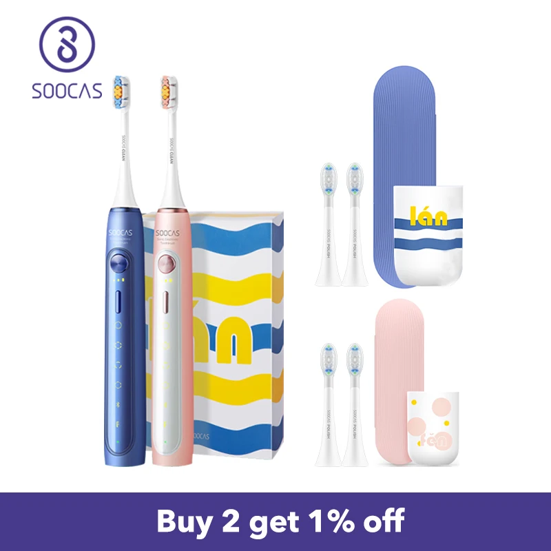 SOOCAS X5 Electric Toothbrush with Overvoltage Protection and Reminder Wireless Charging dock clean Whitening Ultrasound brush