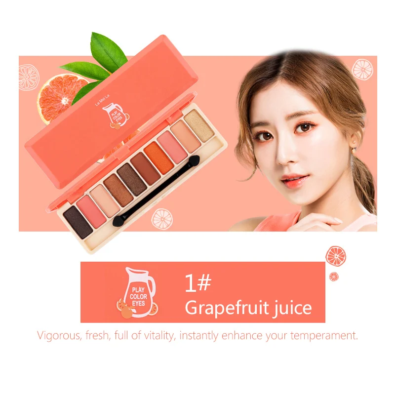 01-Grapefruit juice Модная палитра теней для век, 10 цветов, матовая палитра теней для век, блестящие тени для век, макияж телесного цвета, косметический набор для макияжа, инструменты - Цвет: 01-Grapefruit juice