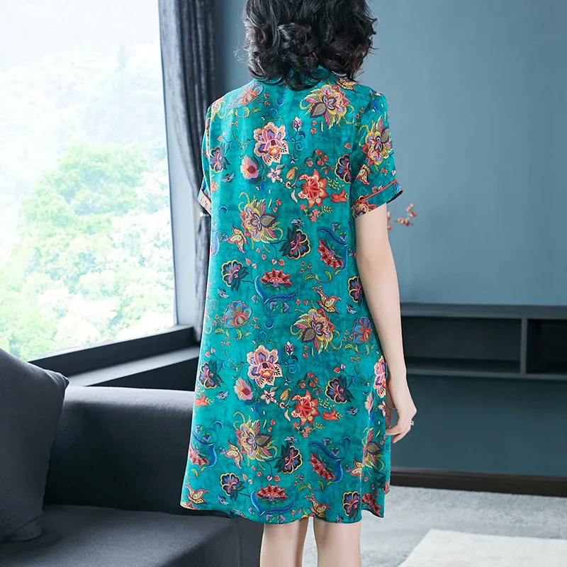 Женское платье из натурального шелка с принтом пляжные платья в цветочек модное