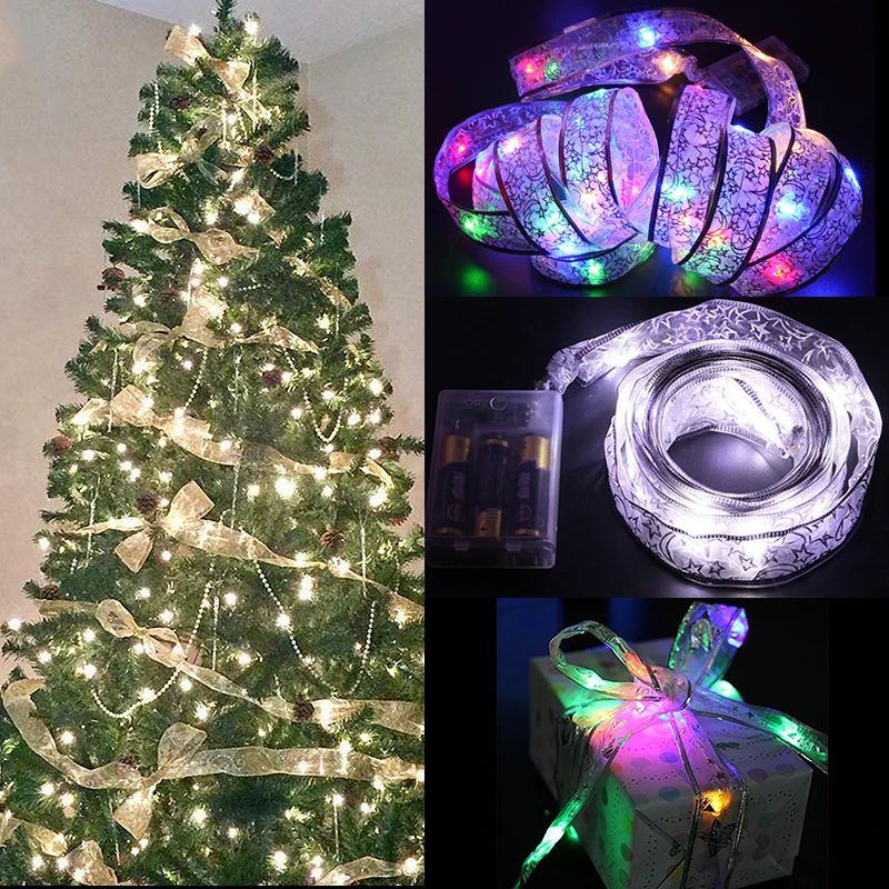 

Светодиодный ная лента, украшения для рождественской елки, Подарочная коробка, лента, гирлянда, Рождественское украшение для вечерние, 4 м, 40 огней
