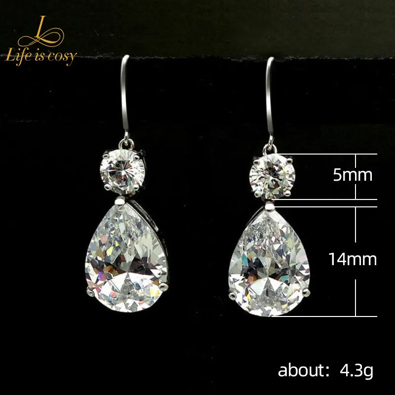 

Модные простые женские серьги в виде капель воды, большие циркониевые серьги, сверкающие нежные посеребренные серьги