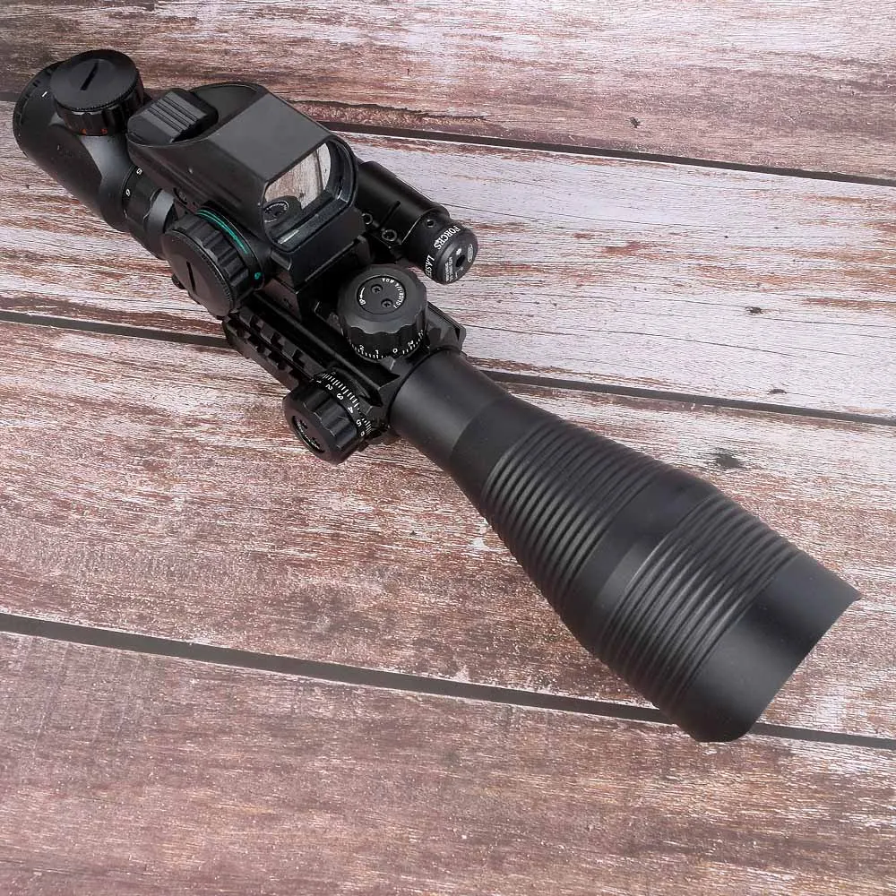 

Weapons 4-12X50 Illuminated Rangefinder Reticle Rifle Scope Holographic 4 Reticle Sight 11mm And 20mm Red Laser Combo Riflescope