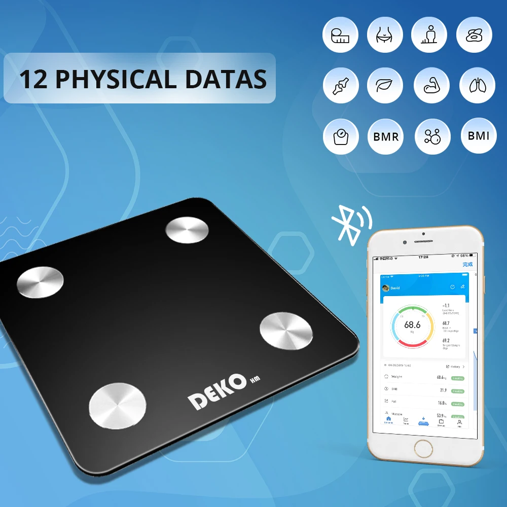 

DEKO Body Fat Scale Smart Bluetooth Bathroom Weight Scale Health Monitoring Wireless Digital BMI Body Composition Analyzer