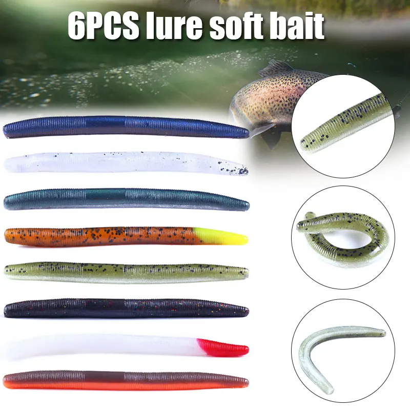 

6pcs Soft Fishing Lure Dual-Color Earthworm Soft Bait Worm Shape Fishing Lures 11.5cm HA