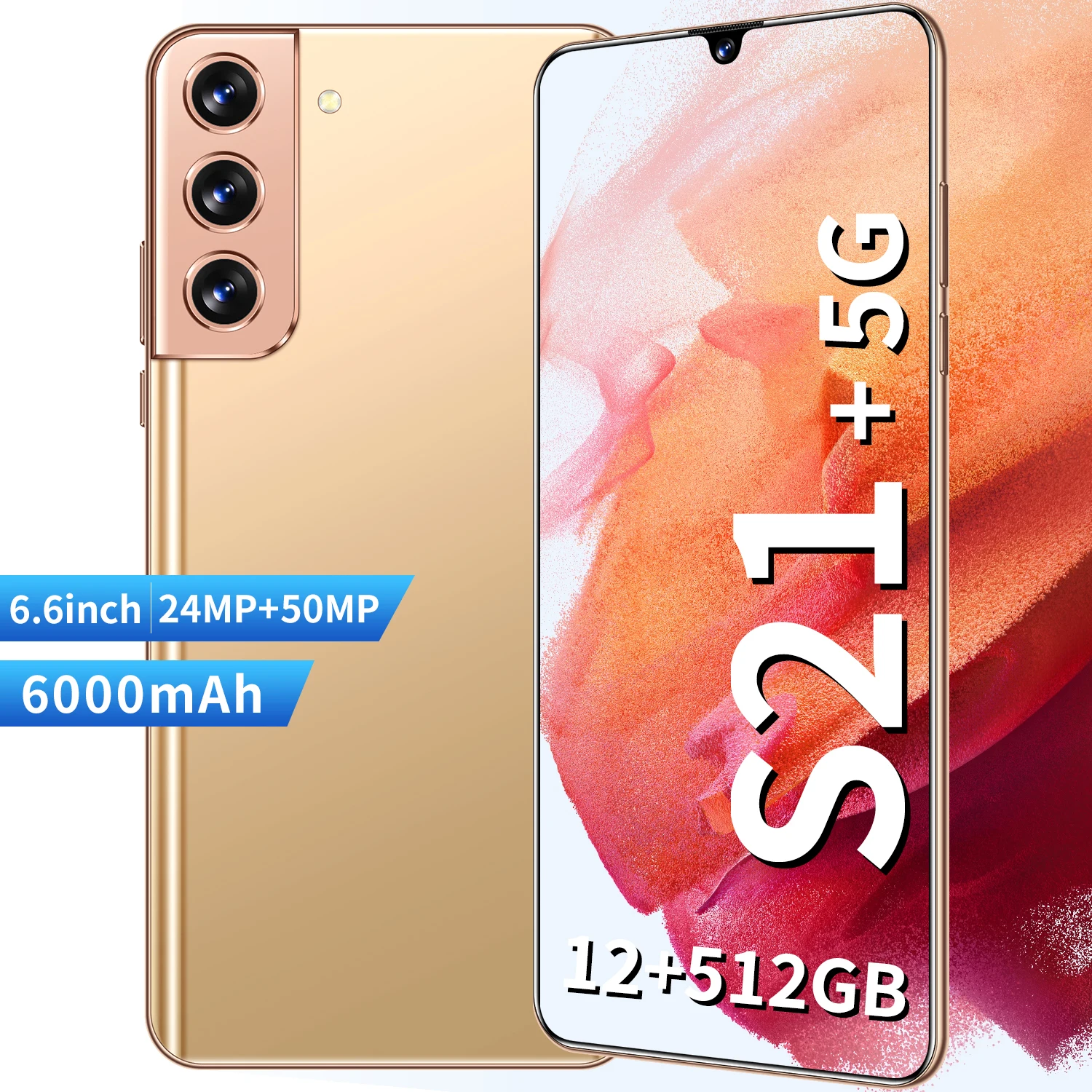 

Newest S21+ 6.6Inch Smart Phone Android 10 Core 12 512GB Celular 24+50MP Fingerprint Face ID Unlock 5G 4G LTE Mobilephone Global