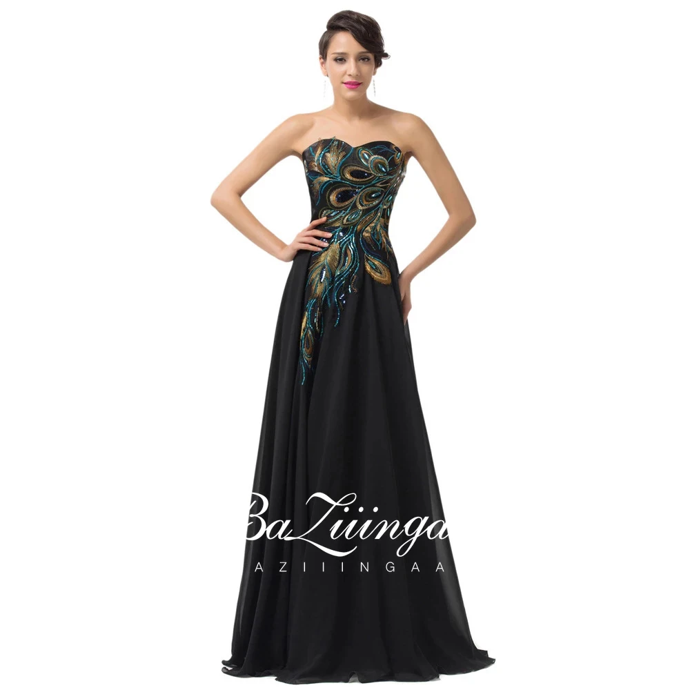 BAZIIINGAAA Vintage Prom Dresses Long 2021 Chiffon Party women Suitable for Formal Evening Graduation Peacock Embroidered Robe | Свадьбы и
