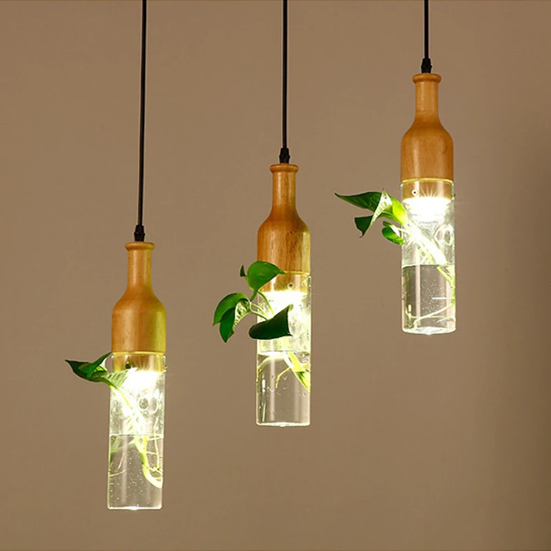 Led пасторальные растения стеклянный подвесной светильник простой креативный