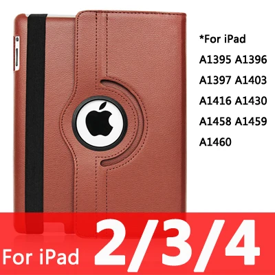 For iPad 234-brown 360 Вращающийся чехол для Apple iPad 2/3/4 Air 1/2 A1430 A1458 A1460 iPad2 iPad3 iPad4 Air1 Air2 планшетный чехол для i Pad 9,7 - Цвет: For iPad 234-brown