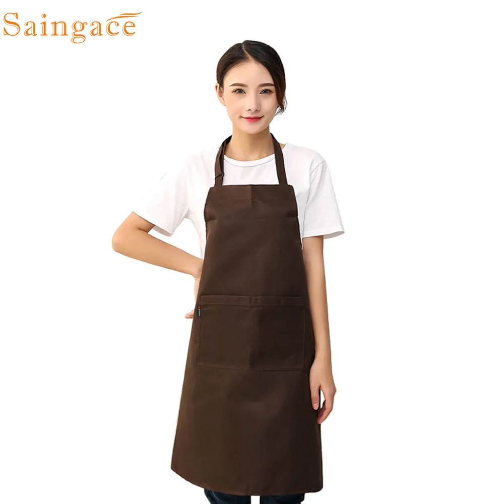 Saingace Кухонные фартуки простые многофункциональные с карманом водонепроницаемые
