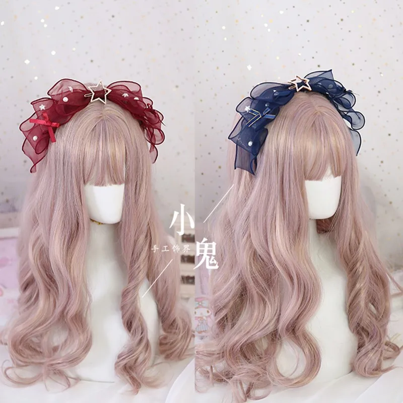 

Lolita Headband KC Pearl Japanese princess sweet lolita headwear palace lace hair band loli cosplay kawaii girl gothic