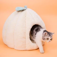 winter warm cute pumpkin pet plush house cave warm cat dog indoor sleeping bed nest cushion thickened pet bed kittens products
