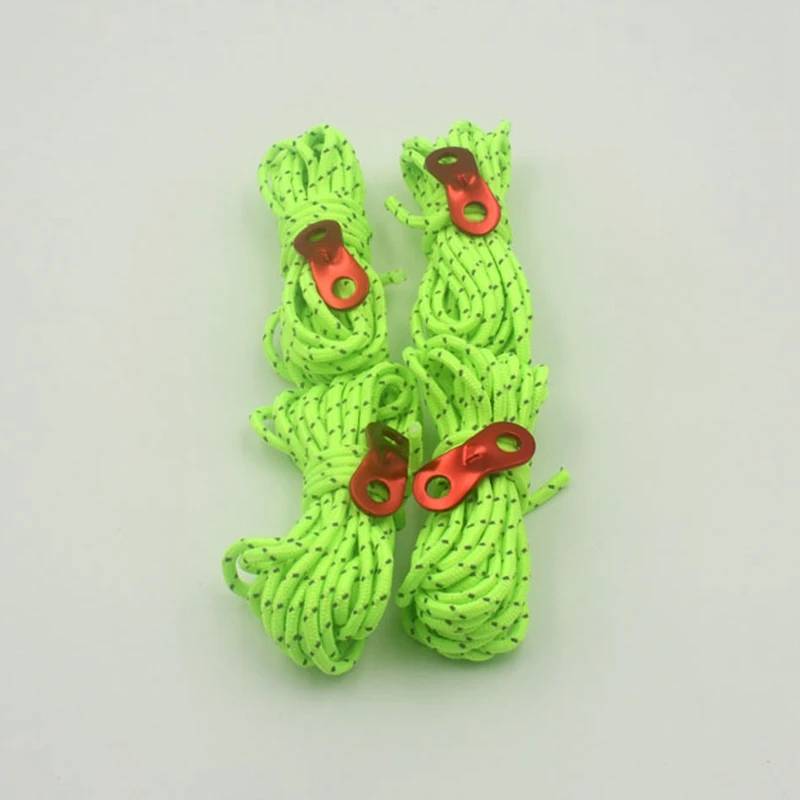 Tent Rope Set 4 4mm Thick Reflective Ropes and 10 Ground Nails 1 Storage Bag Camping Wind Buckles | Спорт и развлечения