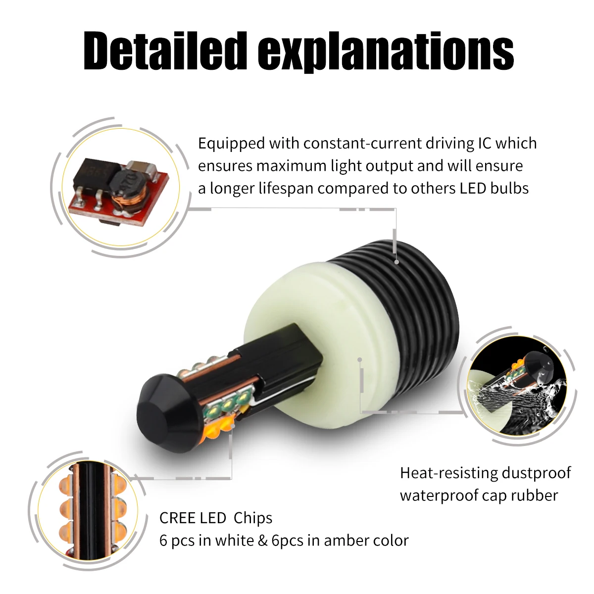 GZKAFOLEE Canbus 1156 W21W BA15S T20 7440 без ошибок светодиодный Автомобильные дневные ходовые