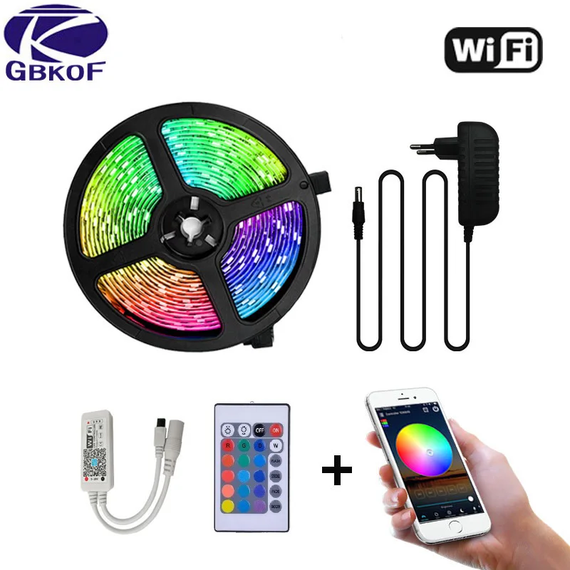 RGB Светодиодная лента 5 м 10 м 15 м водонепроницаемый светодиодный неоновый светильник 2835 5050 12 В 12 в 30 светодиодный s/m гибкий светильник ing лента контроллер адаптер Набор