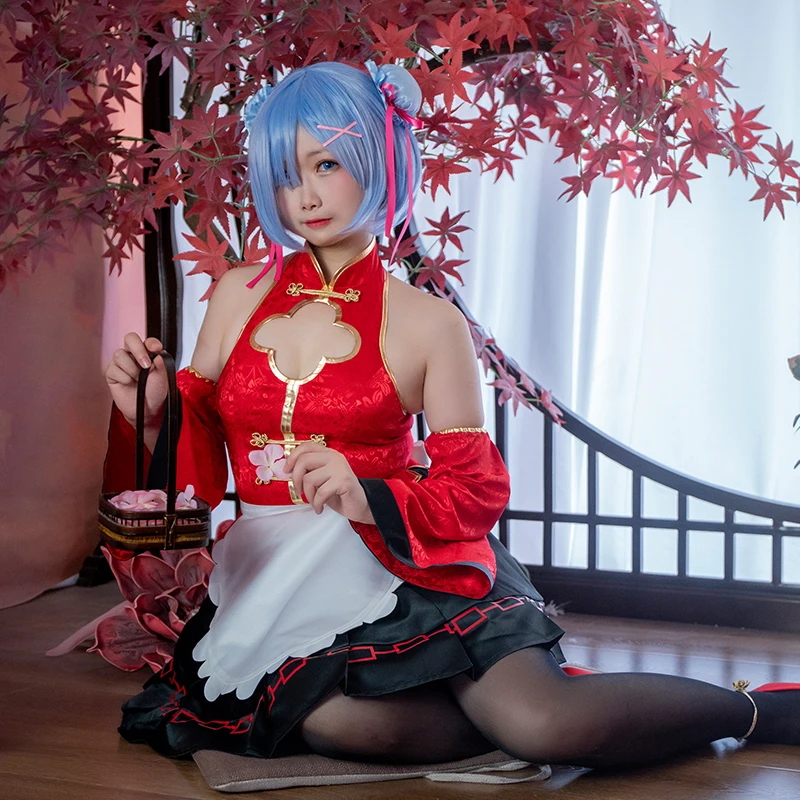Аниме Re:Life in a другой мир от Zero Rem Косплей костюмы Симпатичные Красные