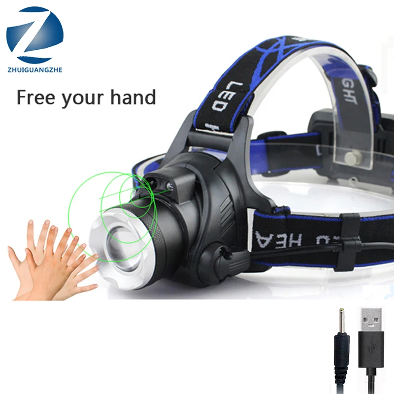 

LED Headlamp T6/L2/V6 3 Modes Zoomable Fishing Headlight Waterproof Super bright camping head lamp light USB rechargeable lanter
